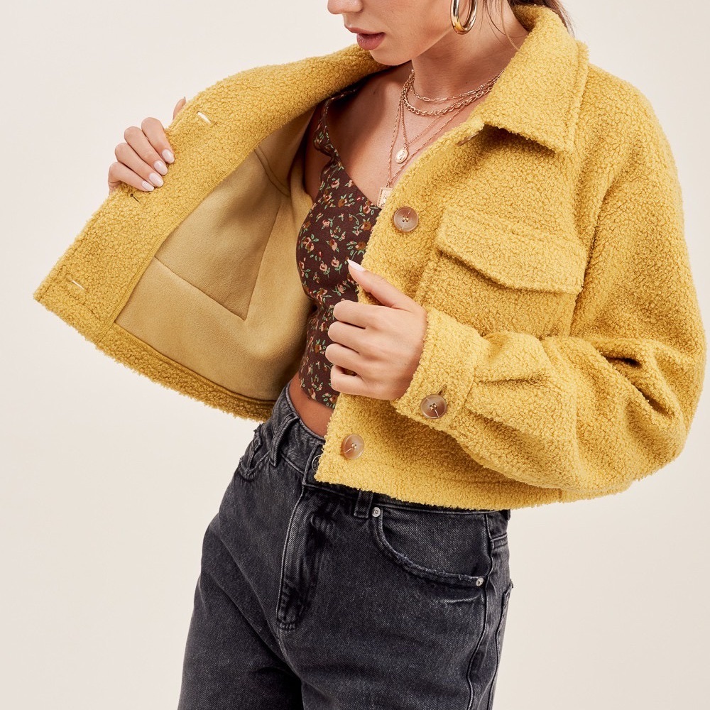 Yellow cropped shacket